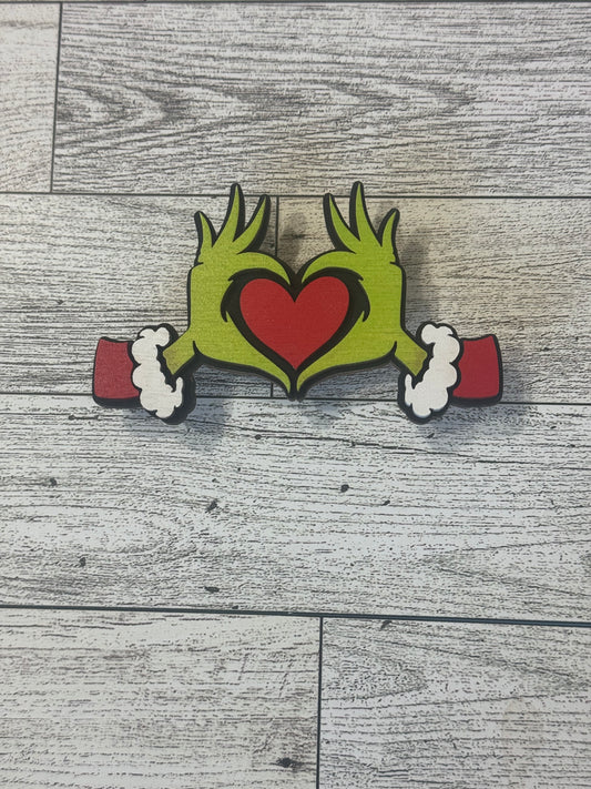 Grinch Heart Hands Vent Clip