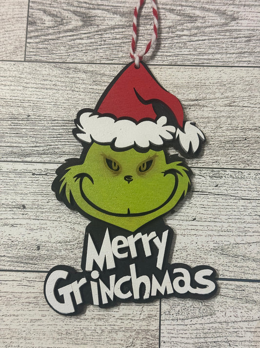 Merry Grinchmas w/words below Ornament